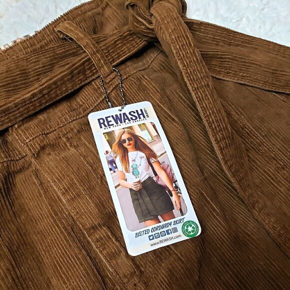 NWT Rewash Corduroy High Waisted Skirt W/ Belt Tie & Zipper - Picture 6 of 8